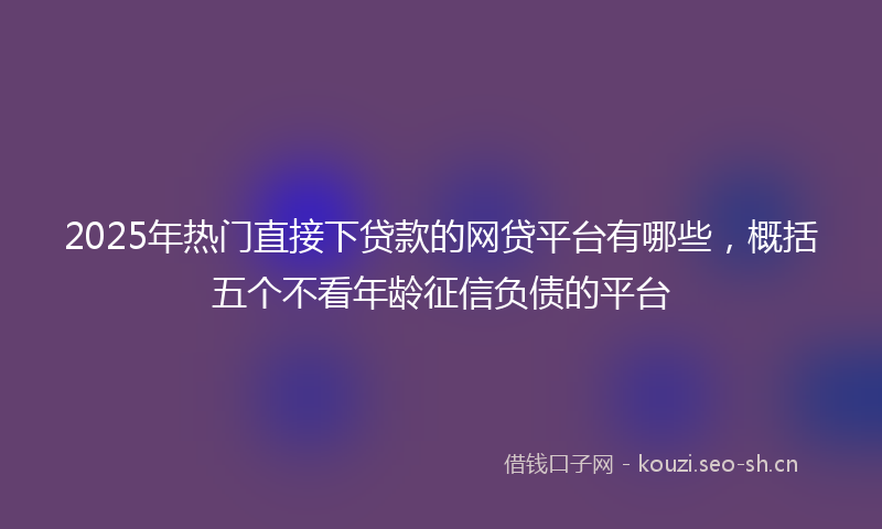 2025年热门直接下贷款的网贷平台有哪些，概括五个不看年龄征信负债的平台