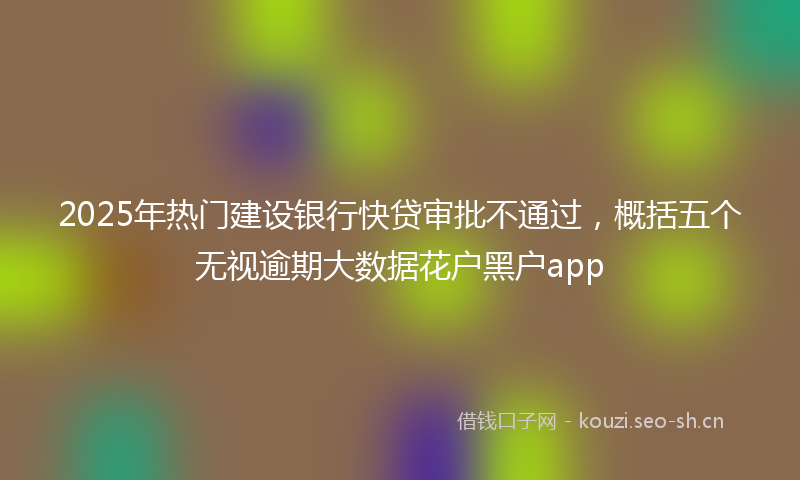 2025年热门建设银行快贷审批不通过，概括五个无视逾期大数据花户黑户app