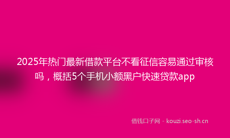 2025年热门最新借款平台不看征信容易通过审核吗，概括5个手机小额黑户快速贷款app