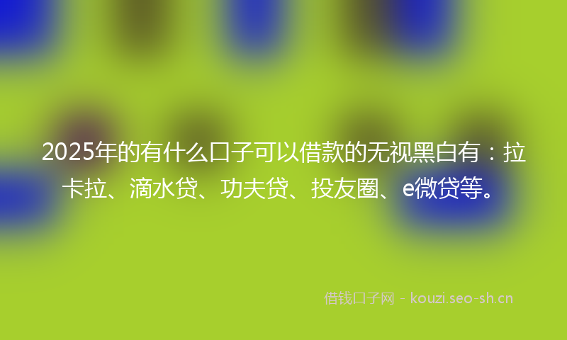 2025年的有什么口子可以借款的无视黑白有：拉卡拉、滴水贷、功夫贷、投友圈、e微贷等。