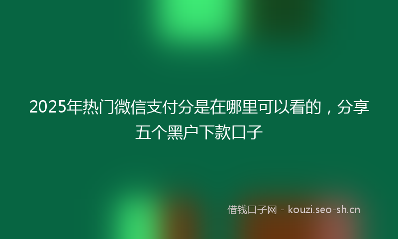 2025年热门微信支付分是在哪里可以看的，分享五个黑户下款口子