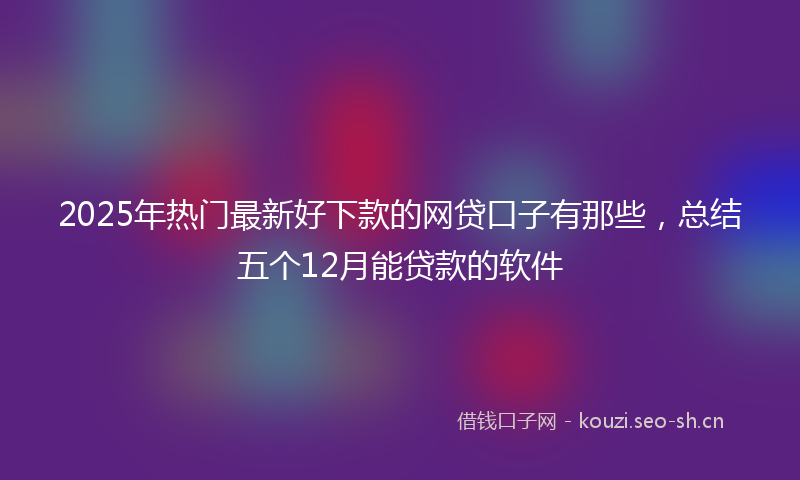 2025年热门最新好下款的网贷口子有那些，总结五个12月能贷款的软件