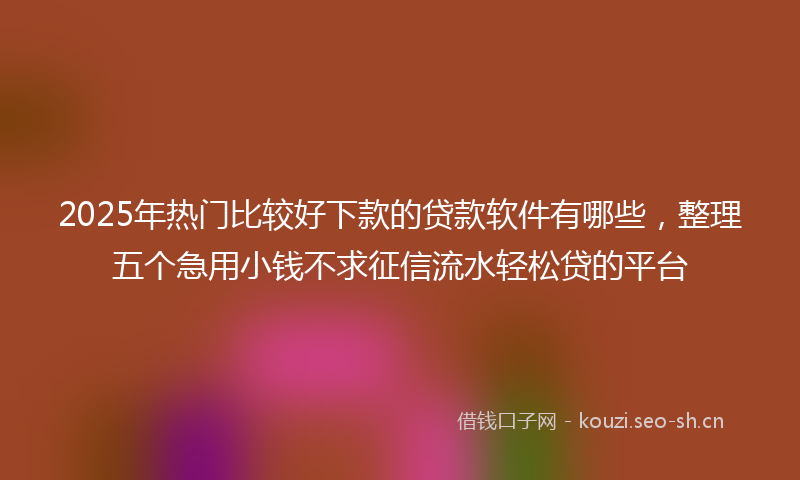 2025年热门比较好下款的贷款软件有哪些，整理五个急用小钱不求征信流水轻松贷的平台