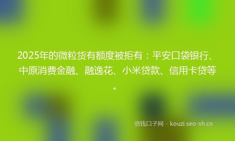 2025年的微粒货有额度被拒有：平安口袋银行、中原消费金融、融逸花、小米贷款、信用卡贷等。
