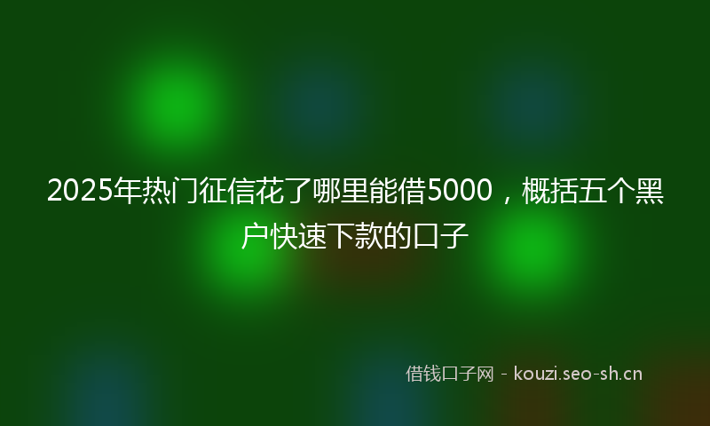 2025年热门征信花了哪里能借5000，概括五个黑户快速下款的口子