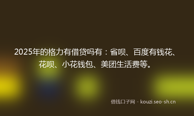 2025年的格力有借贷吗有：省呗、百度有钱花、花呗、小花钱包、美团生活费等。