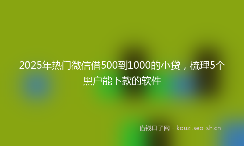 2025年热门微信借500到1000的小贷，梳理5个黑户能下款的软件