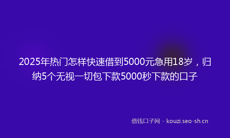 2025年热门怎样快速借到5000元急用18岁,归纳5个无视一切包下款5000秒下款的口子
