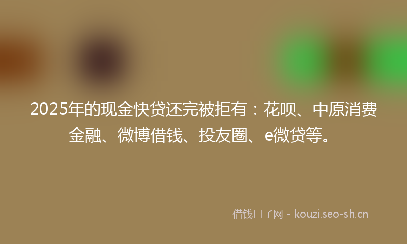 2025年的现金快贷还完被拒有：花呗、中原消费金融、微博借钱、投友圈、e微贷等。