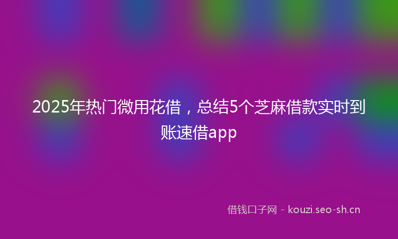 2025年热门微用花借，总结5个芝麻借款实时到账速借app