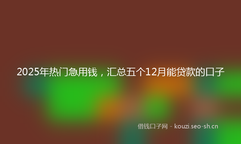 2025年热门急用钱，汇总五个12月能贷款的口子