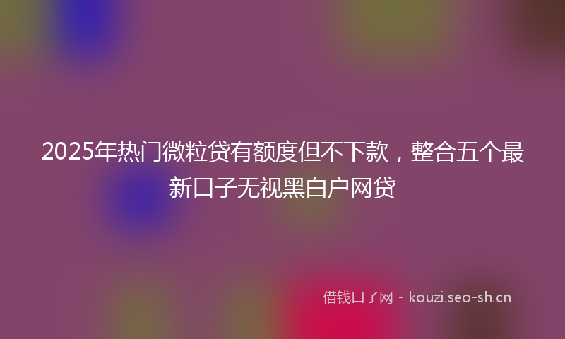 2025年热门微粒贷有额度但不下款，整合五个最新口子无视黑白户网贷