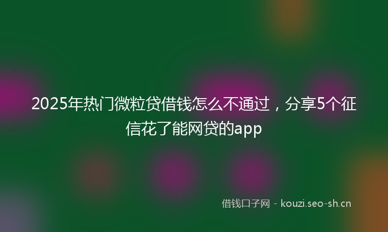 2025年热门微粒贷借钱怎么不通过,分享5个征信花了能网贷的app