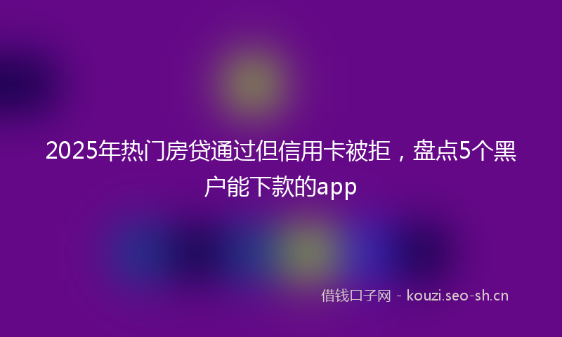 2025年热门房贷通过但信用卡被拒，盘点5个黑户能下款的app