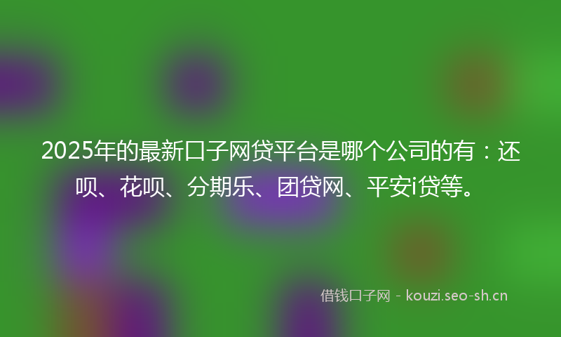 2025年的最新口子网贷平台是哪个公司的有：还呗、花呗、分期乐、团贷网、平安i贷等。