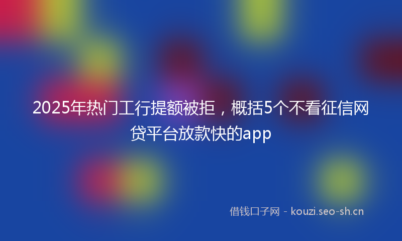 2025年热门工行提额被拒，概括5个不看征信网贷平台放款快的app