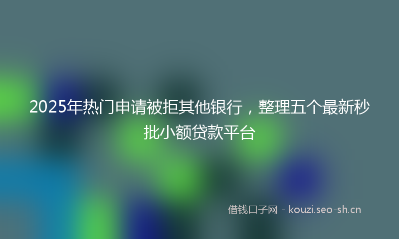 2025年热门申请被拒其他银行，整理五个最新秒批小额贷款平台