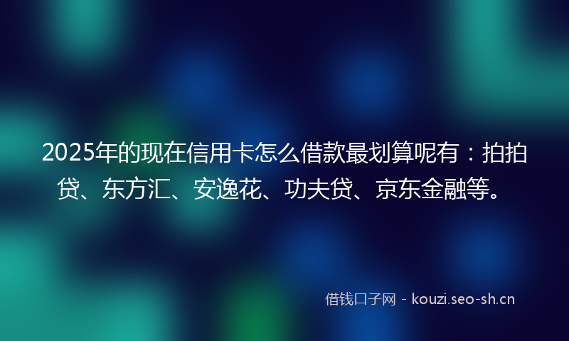 2025年的现在信用卡怎么借款最划算呢有：拍拍贷、东方汇、安逸花、功夫贷、京东金融等。