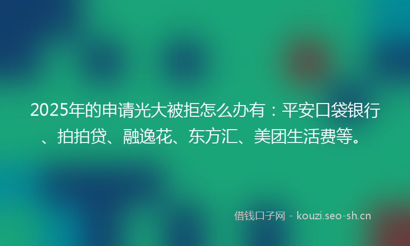 2025年的申请光大被拒怎么办有:平安口袋银行、拍拍贷、融逸花、东方汇、美团生活费等。