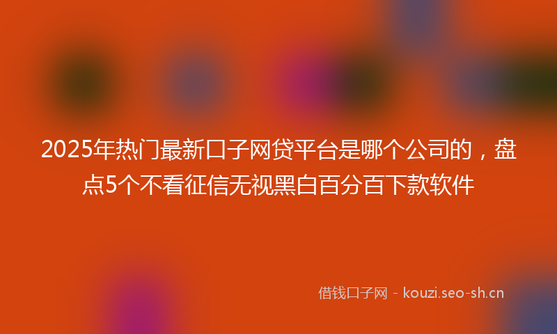 2025年热门最新口子网贷平台是哪个公司的，盘点5个不看征信无视黑白百分百下款软件
