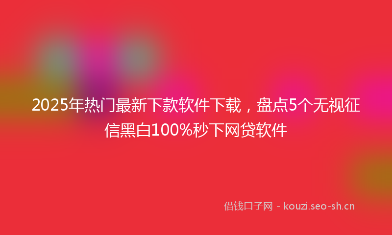 2025年热门最新下款软件下载，盘点5个无视征信黑白100%秒下网贷软件