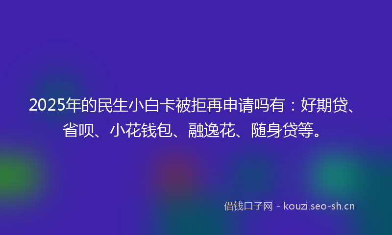 2025年的民生小白卡被拒再申请吗有：好期贷、省呗、小花钱包、融逸花、随身贷等。