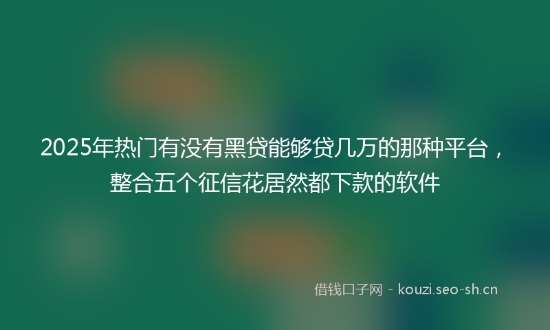 2025年热门有没有黑贷能够贷几万的那种平台，整合五个征信花居然都下款的软件