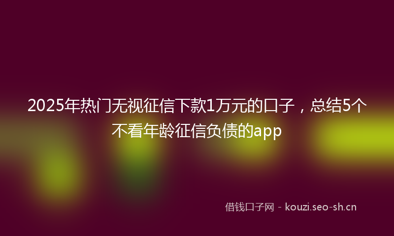 2025年热门无视征信下款1万元的口子，总结5个不看年龄征信负债的app