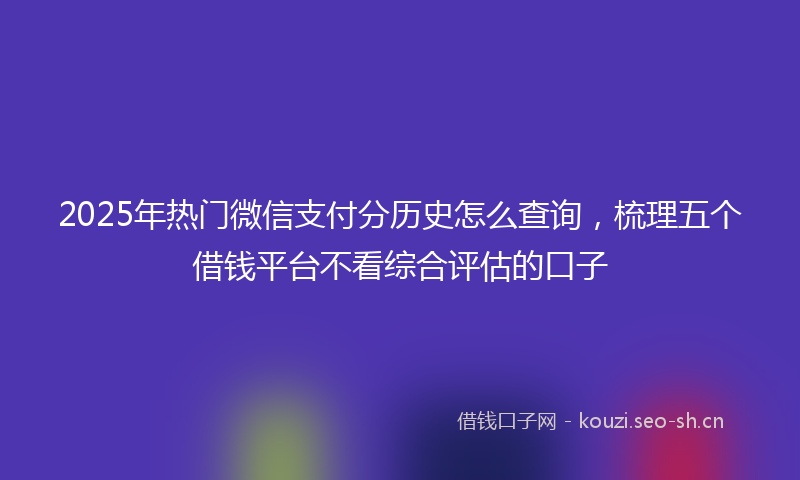2025年热门微信支付分历史怎么查询，梳理五个借钱平台不看综合评估的口子