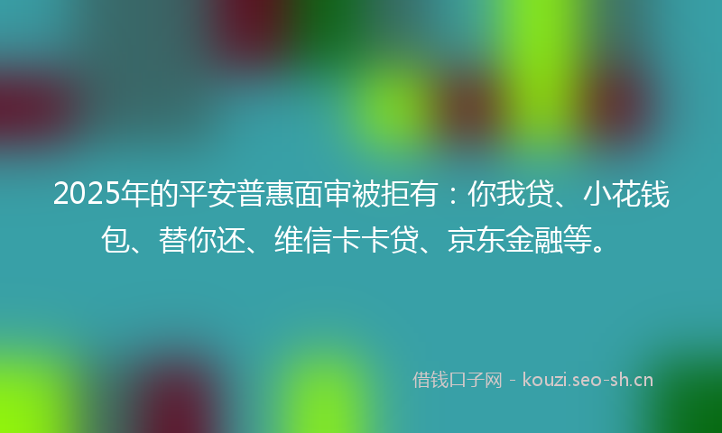 2025年的平安普惠面审被拒有：你我贷、小花钱包、替你还、维信卡卡贷、京东金融等。