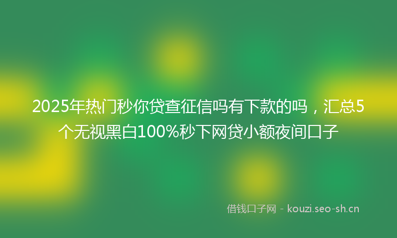 2025年热门秒你贷查征信吗有下款的吗，汇总5个无视黑白100%秒下网贷小额夜间口子