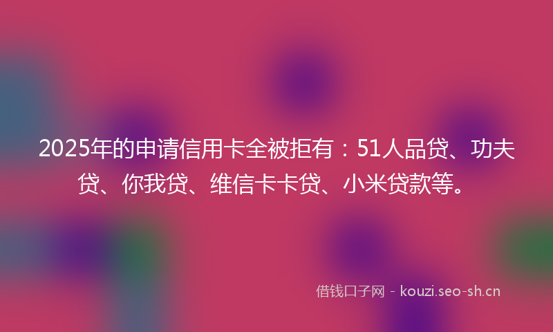 2025年的申请信用卡全被拒有：51人品贷、功夫贷、你我贷、维信卡卡贷、小米贷款等。