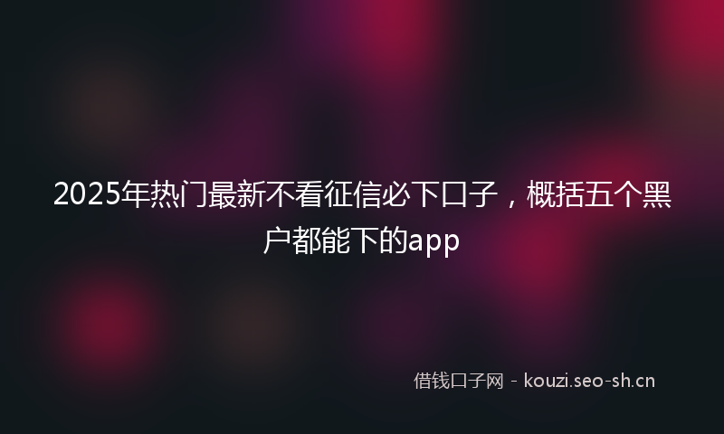 2025年热门最新不看征信必下口子，概括五个黑户都能下的app