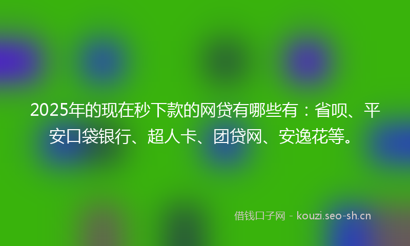 2025年的现在秒下款的网贷有哪些有：省呗、平安口袋银行、超人卡、团贷网、安逸花等。