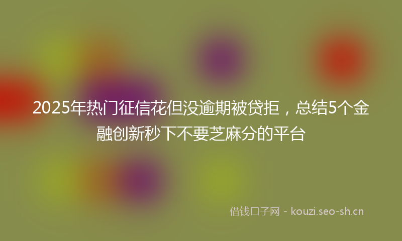 2025年热门征信花但没逾期被贷拒，总结5个金融创新秒下不要芝麻分的平台