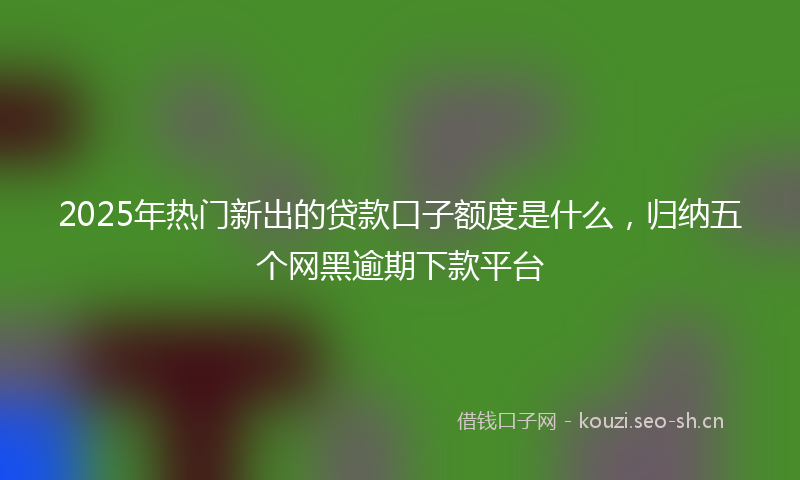 2025年热门新出的贷款口子额度是什么，归纳五个网黑逾期下款平台