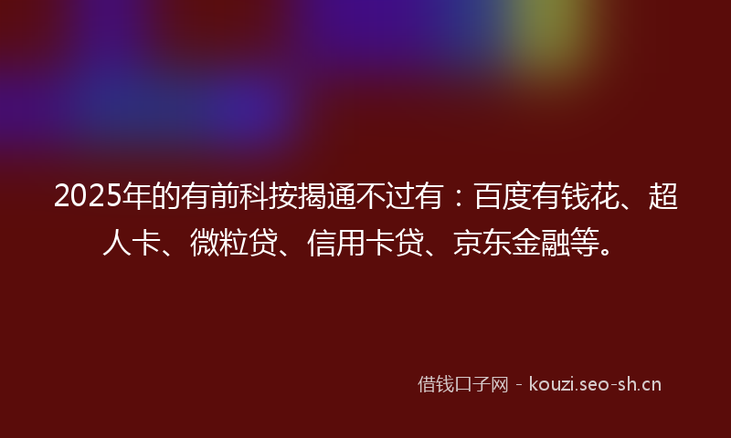 2025年的有前科按揭通不过有：百度有钱花、超人卡、微粒贷、信用卡贷、京东金融等。