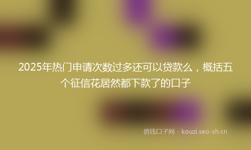 2025年热门申请次数过多还可以贷款么，概括五个征信花居然都下款了的口子