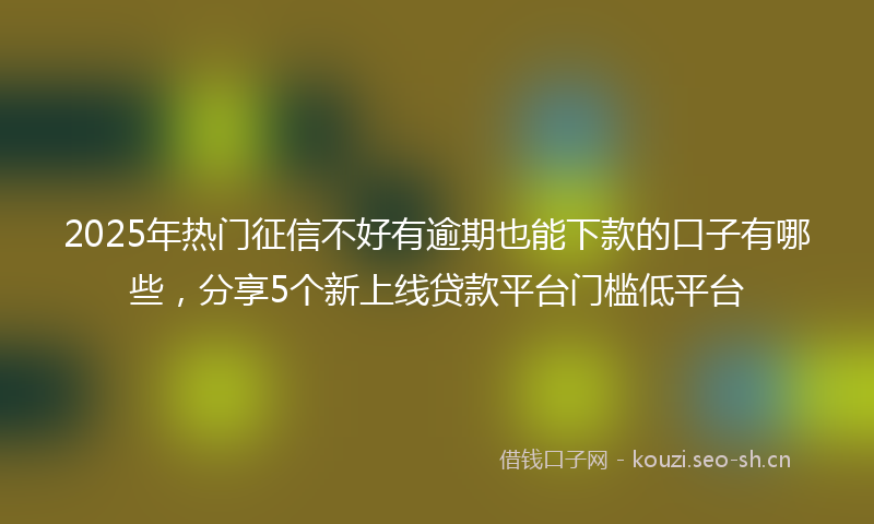 2025年热门征信不好有逾期也能下款的口子有哪些,分享5个新上线贷款平台门槛低平台