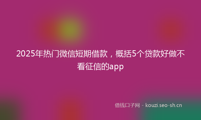 2025年热门微信短期借款，概括5个贷款好做不看征信的app