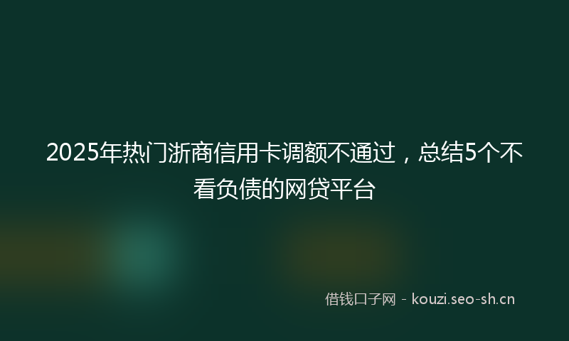 2025年热门浙商信用卡调额不通过，总结5个不看负债的网贷平台