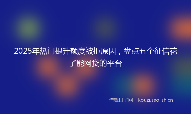 2025年热门提升额度被拒原因，盘点五个征信花了能网贷的平台