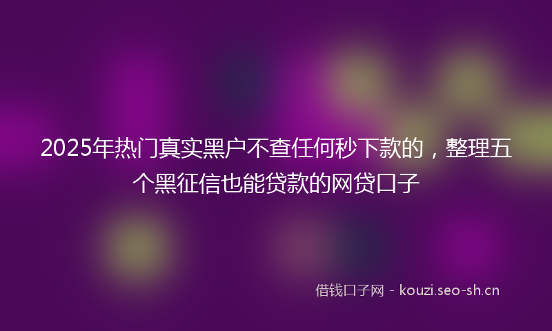 2025年热门真实黑户不查任何秒下款的，整理五个黑征信也能贷款的网贷口子