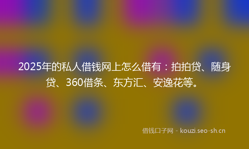 2025年的私人借钱网上怎么借有：拍拍贷、随身贷、360借条、东方汇、安逸花等。