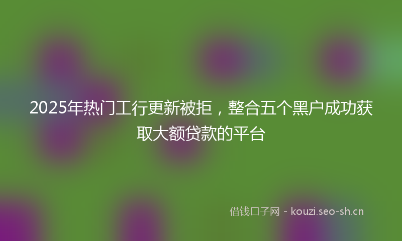 2025年热门工行更新被拒，整合五个黑户成功获取大额贷款的平台