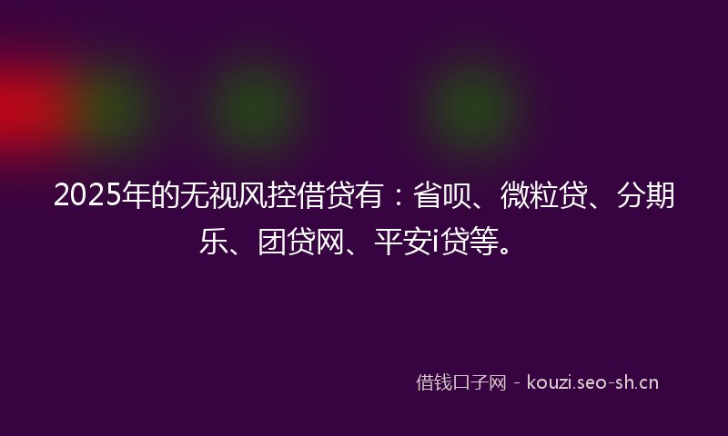 2025年的无视风控借贷有：省呗、微粒贷、分期乐、团贷网、平安i贷等。
