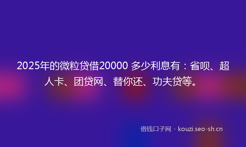 2025年的微粒贷借20000 多少利息有:省呗、超人卡、团贷网、替你还、功夫贷等。