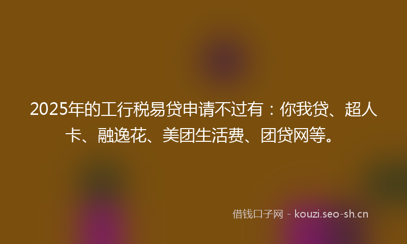 2025年的工行税易贷申请不过有：你我贷、超人卡、融逸花、美团生活费、团贷网等。