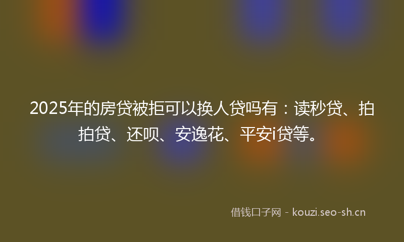2025年的房贷被拒可以换人贷吗有：读秒贷、拍拍贷、还呗、安逸花、平安i贷等。