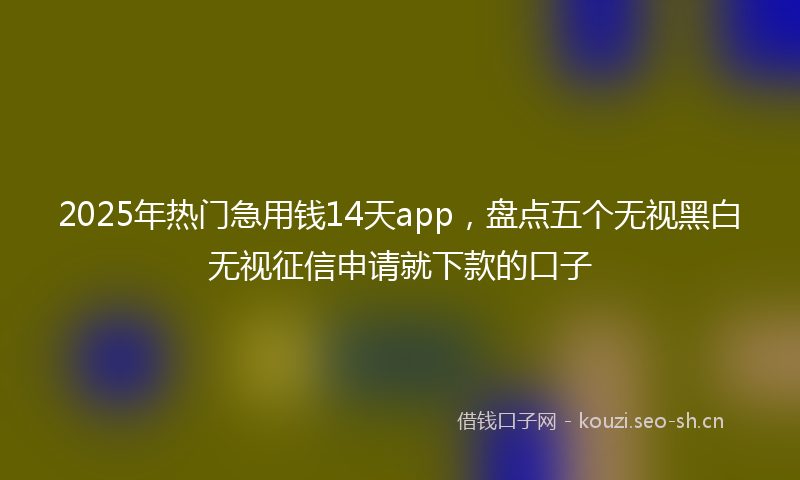2025年热门急用钱14天app，盘点五个无视黑白无视征信申请就下款的口子